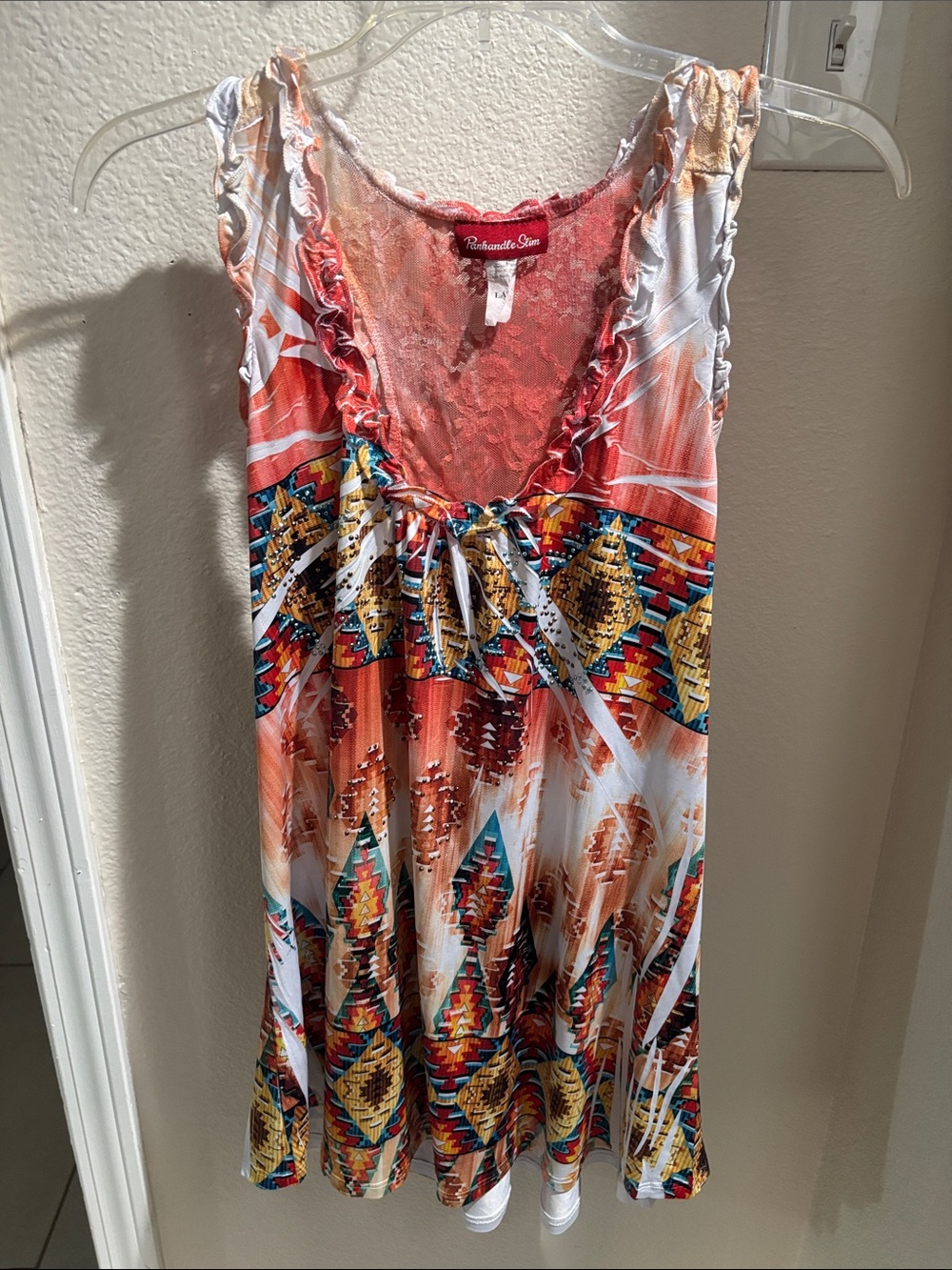 Panhandle Slim Tribal Lace-Trim Tank L